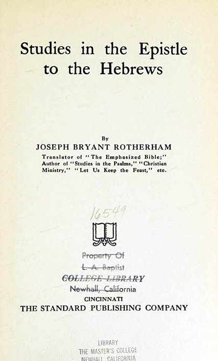 Studies in the Epistle to the Hebrews
