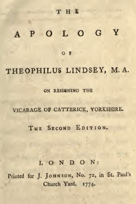 The Apology of Theophilus Lindsey